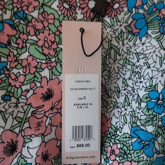 New BCBGeneration Short Sleeve Cropped T-shirt | Floral Garden Small - Picture 13 of 15